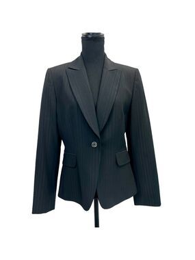 Tahari Arthur S. Levine Black striped blazer Sz 8 structured tailored business